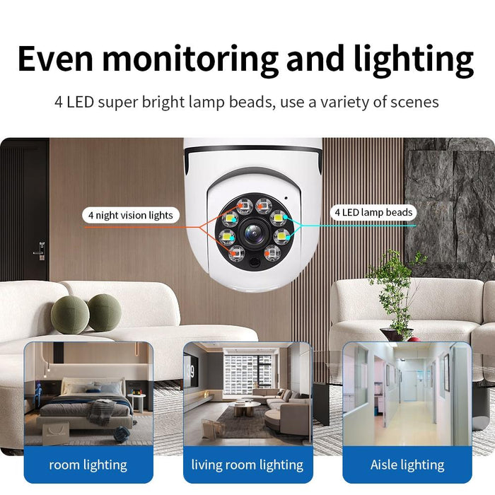 A6 2Mp Hd Light Bulb Wifi Camera Support Motion Detection / Two-Way Audio / Night Vision / Tf Card