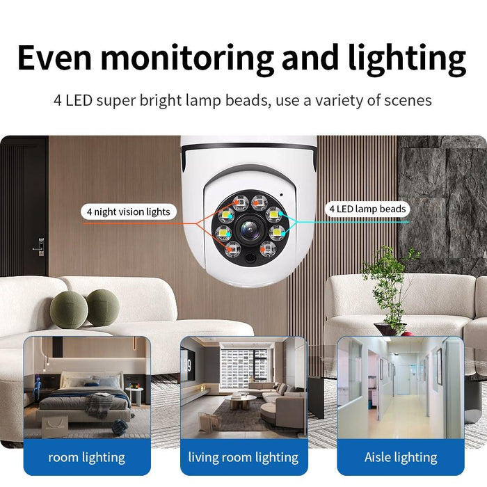 A6 2Mp Hd Light Bulb Wifi Camera Support Motion Detection / Two-Way Audio / Night Vision / Tf Card With 16G Memory Card