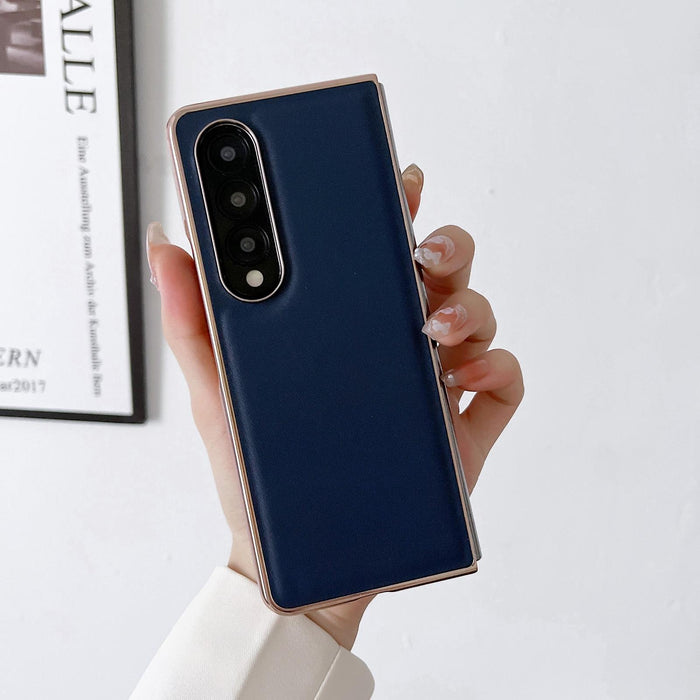 Genuine Leather Xiaoya Series Nano Plating Phone Case For Galaxy Z Fold4 5G