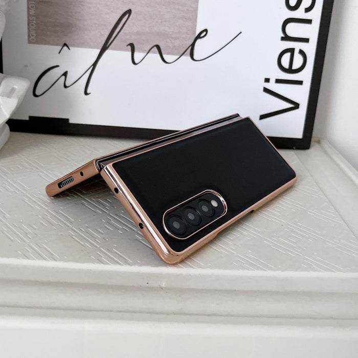 Genuine Leather Xiaoya Series Nano Plating Phone Case For Galaxy Z Fold4 5G