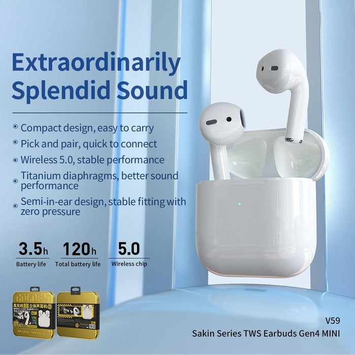 V59 Four-Generation Mini Bounty Series True Wireless Stereo Bluetooth Earphone