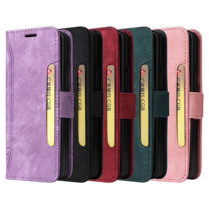 Leather Dual Side Buckle Phone Case For Samsung Galaxy z