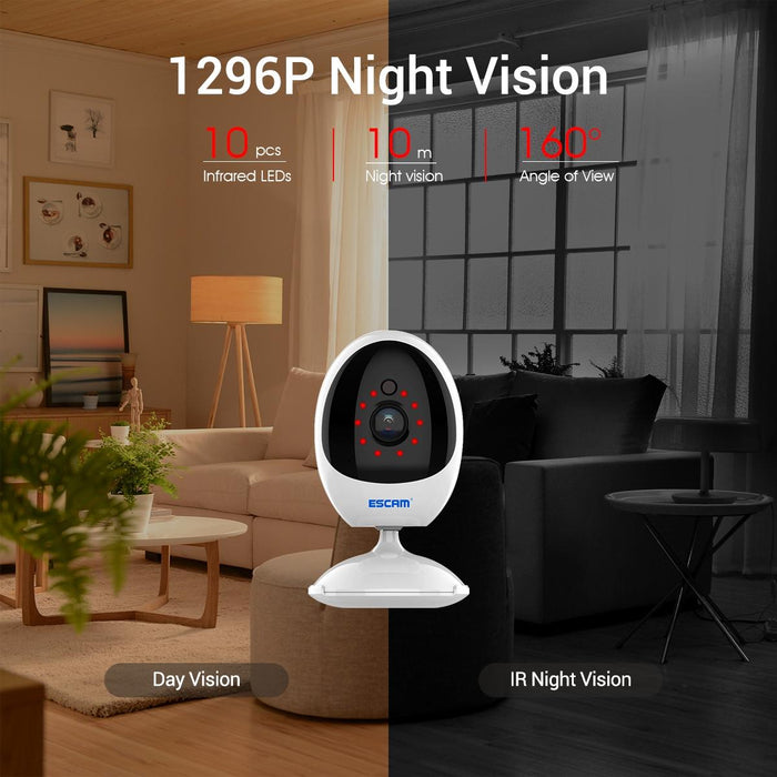 3Mp 1296P Hd Indoor Wireless Ptz Ip Camera Ir Night Vision Ai Humanoid Detection Home Security Cctv Monitor White