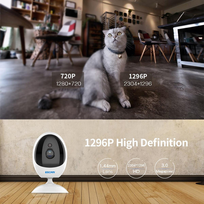 3Mp 1296P Hd Indoor Wireless Ptz Ip Camera Ir Night Vision Ai Humanoid Detection Home Security Cctv Monitor White