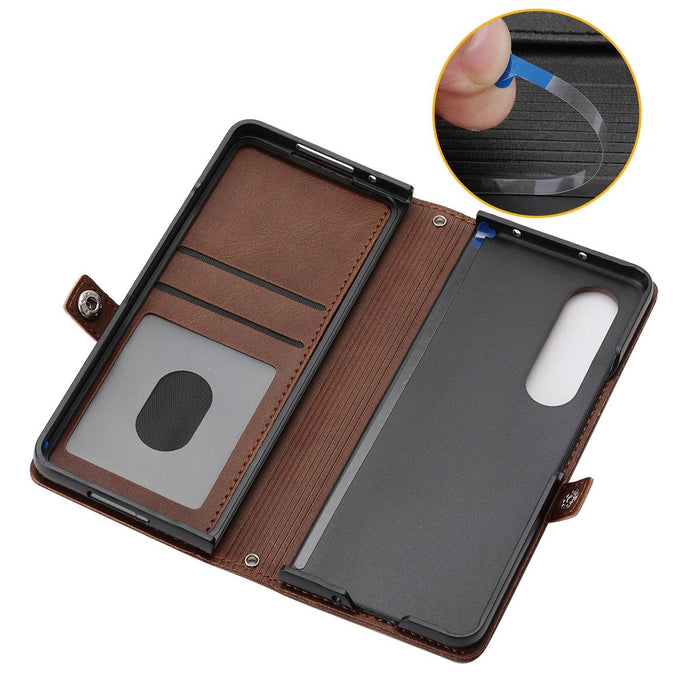 Grid Texture Leather Phone Case With Lanyard For Samsung