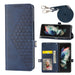 Grid Texture Leather Phone Case With Lanyard For Samsung