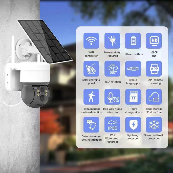 2Mp Hd Ip66 Waterproof Wireless Wifi Solar Camera