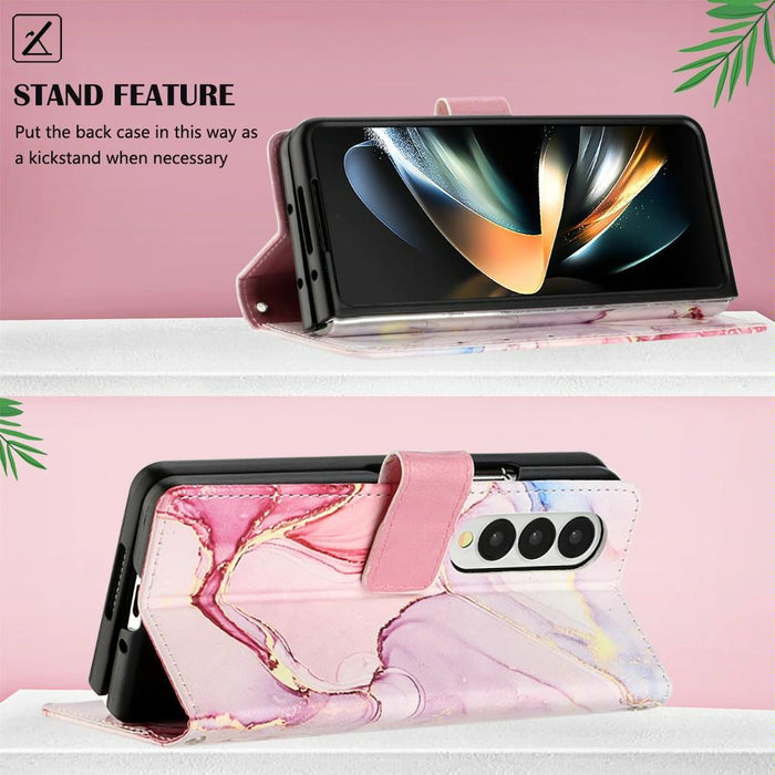 Marble Flip Leather Phone Case Pt003 For Samsung Galaxy z