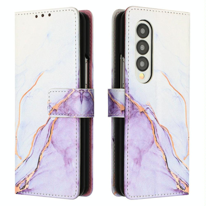 Marble Flip Leather Phone Case Pt003 For Samsung Galaxy z