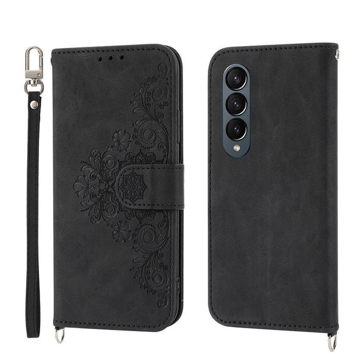 Embossed Floral Leather Phone Wallet For Samsung Galaxy z