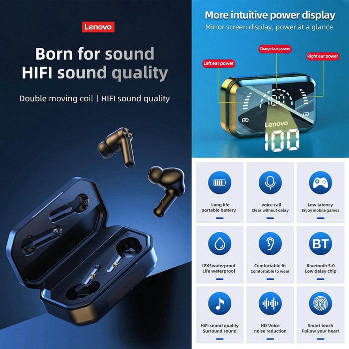 Lp3 Pro Tws Wireless Bluetooth 5.0 Led Power Display Sport Noise Reduction Earphone Black