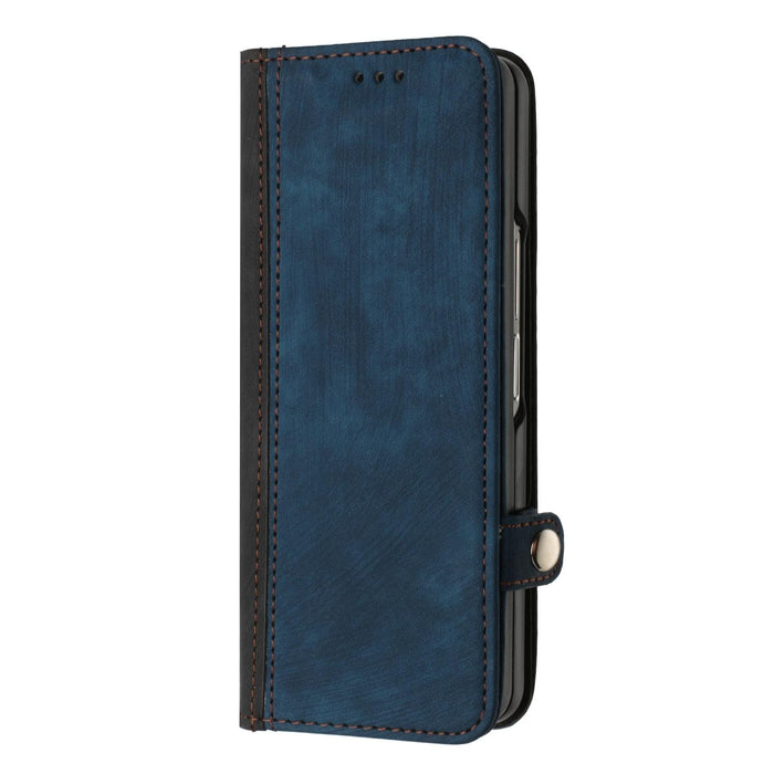 Double Fold Leather Phone Case With Side Buckle For Samsung