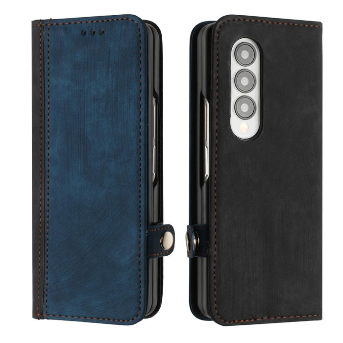 Double Fold Leather Phone Case With Side Buckle For Samsung