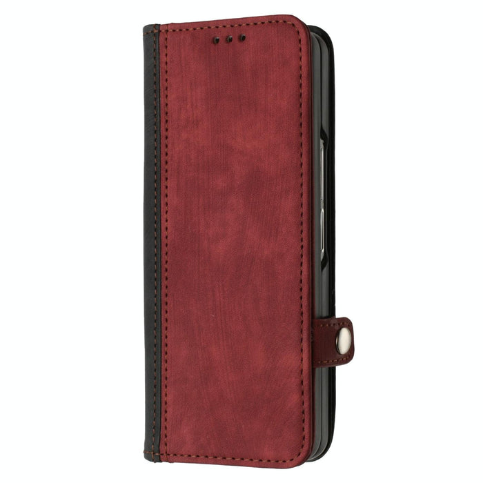 Double Fold Leather Phone Case With Side Buckle For Samsung