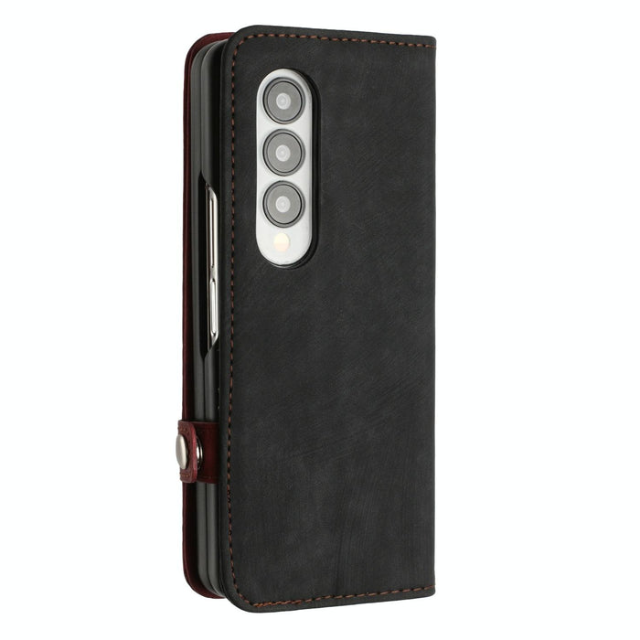 Double Fold Leather Phone Case With Side Buckle For Samsung