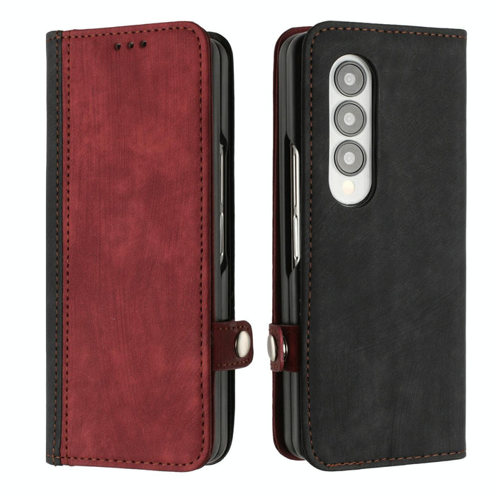 Double Fold Leather Phone Case With Side Buckle For Samsung