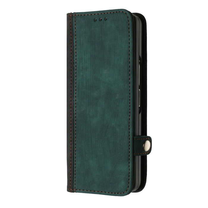 Double Fold Leather Phone Case With Side Buckle For Samsung