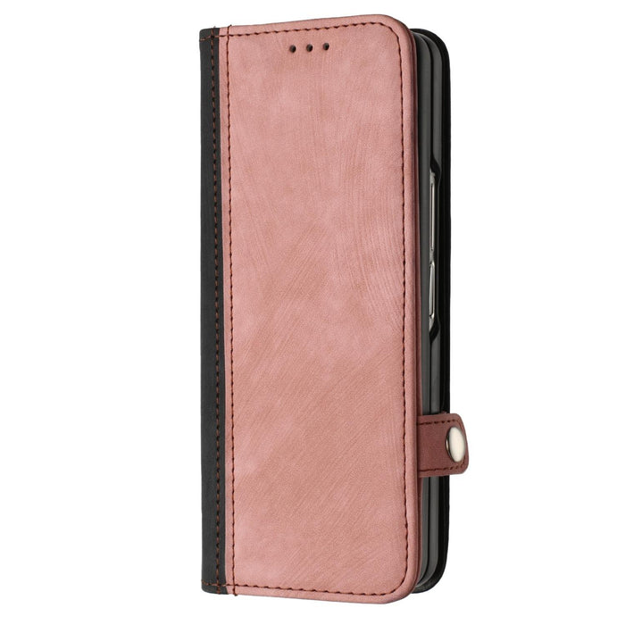 Double Fold Leather Phone Case With Side Buckle For Samsung