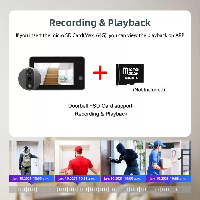 4.3 Inch Wifi Doorbell Viewer Support Night Vision & Motion Detection & Remote Voice