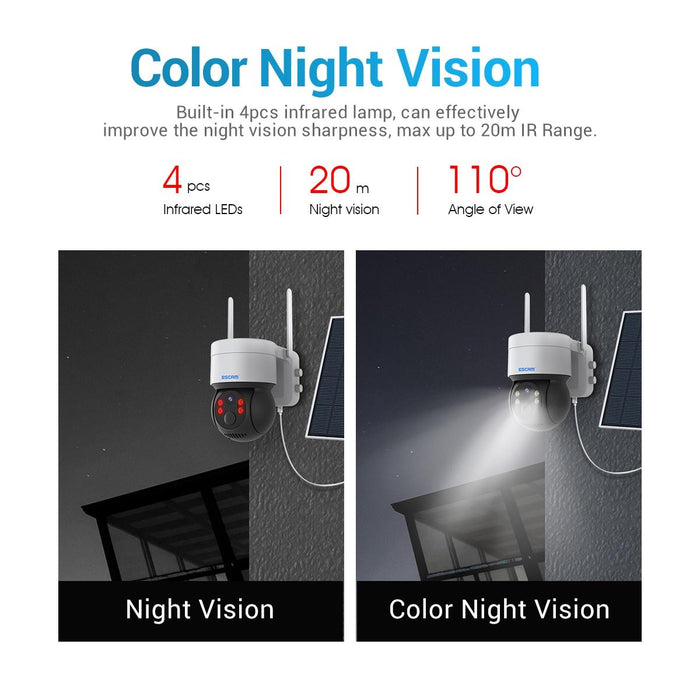 2Mp Wifi Full Colour Night Vision Two-Way Audio Solar Camera Black