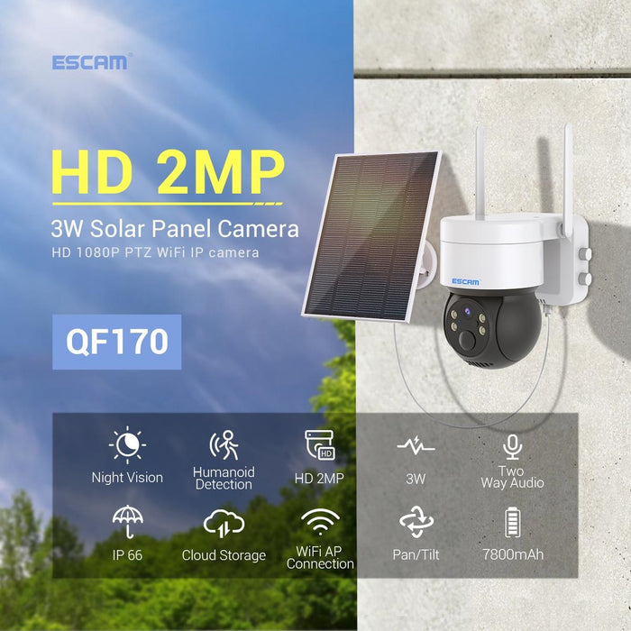 2Mp Wifi Full Colour Night Vision Two-Way Audio Solar Camera Black