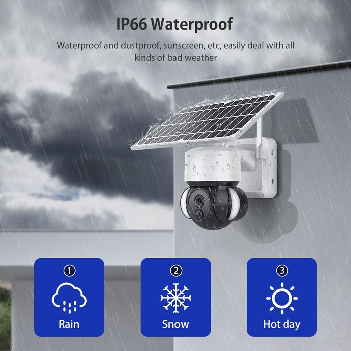 2.4G Wifi Solar Battery Powered Floodlight Ptz Camera With Pir Human Detection