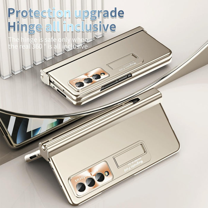 Foldable Phone Case With Pen Slot Electroplated For Samsung