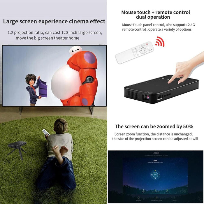 S90 Dlp Android 9.0 1Gb + 8Gb 4K Mini Wifi Smart Projector