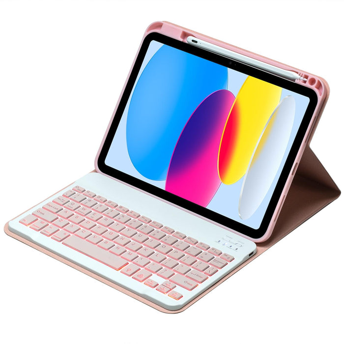 For Ipad 10Th Gen 10.9 2022 Sa-10Ds Backlight Bluetooth Keyboard Leather Tablet Case With Pen Slot