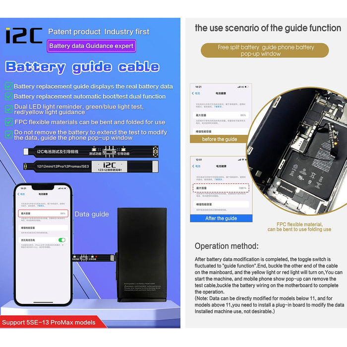 I2c Battery Boot Strap Test Flex Cable For Iphone 8/8