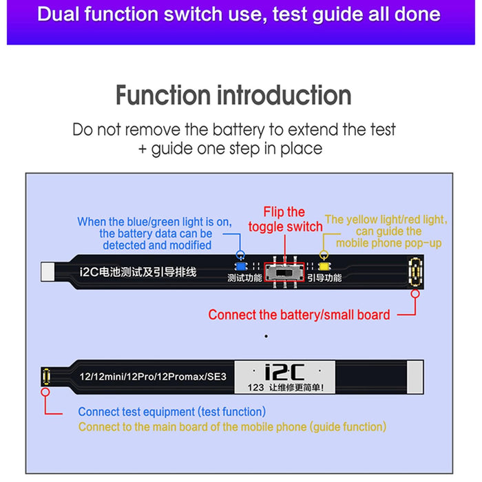 I2c Battery Boot Strap Test Flex Cable For Iphone 8/8