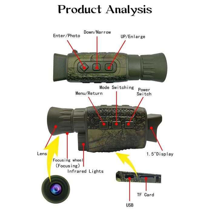 Nv1000C Outdoor Hunting 4K Hd Camouflage Monocular Digital Night Vision Device