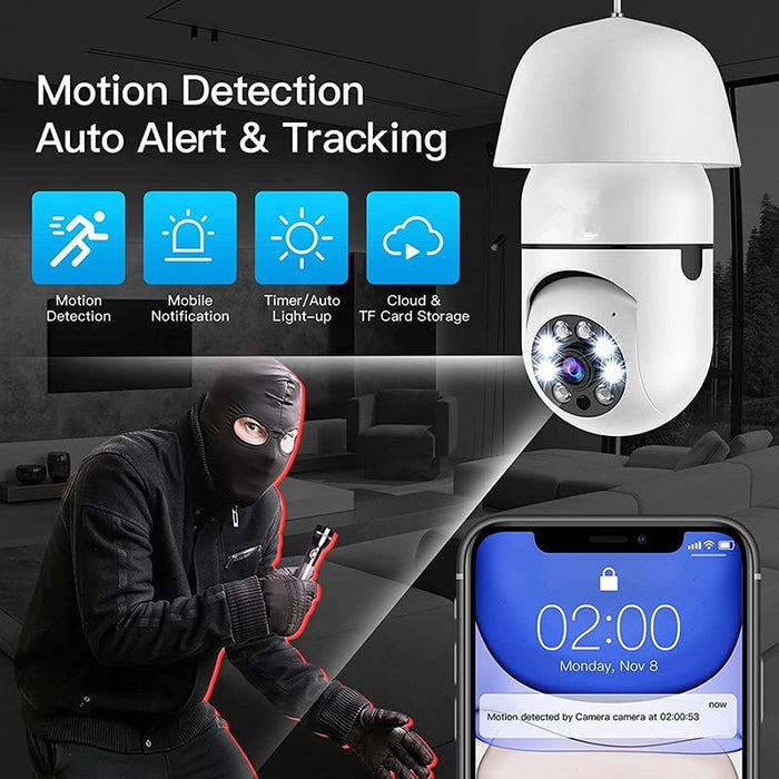 2.0Mp 1080P Light Bulb Wifi Camera Support Ir Night Vision / Motion Detection / Two-Way Voice