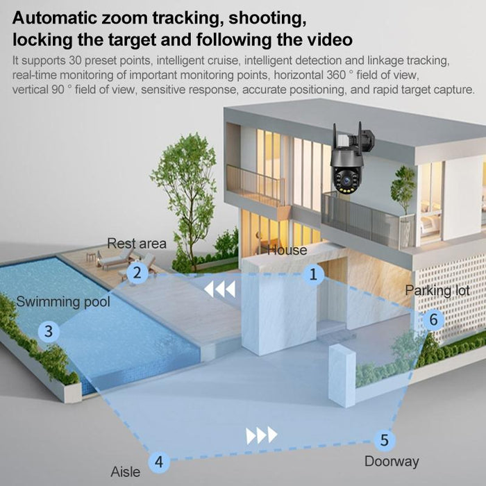 5Mp Wireless Wifi Laser Spherical Camera Supports Two-Way Voice & Mobile Monitoring Black