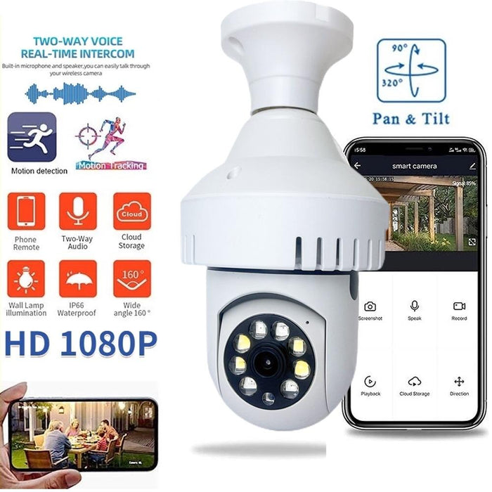 1080P Smoke Alarm Bulb Wifi Camera Support Ir Night Vision / Motion Detection / Two-Way Voice