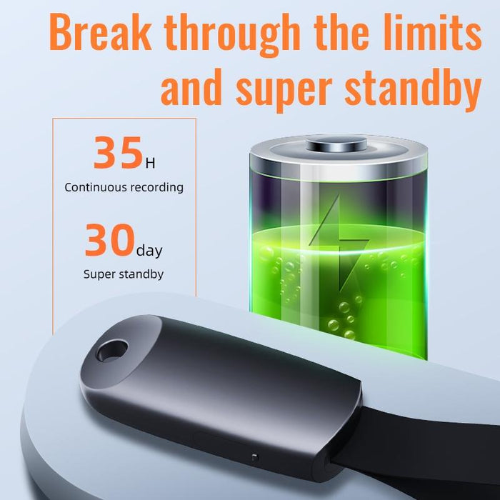 Smart Digital Noise Canceling Voice Recorder With Lanyard Capacity 8Gb Black