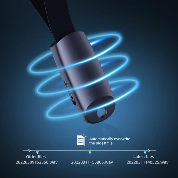 Smart Digital Noise Canceling Voice Recorder With Lanyard Capacity 8Gb Black