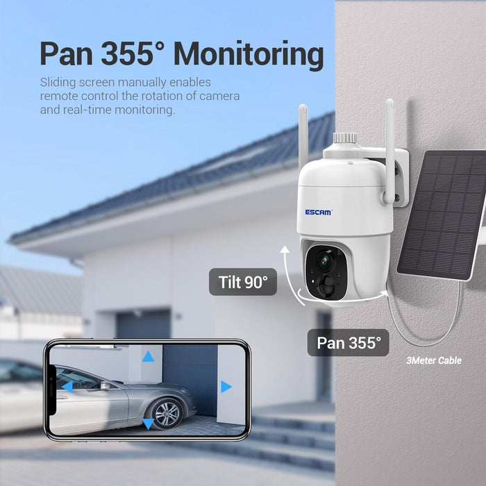 3Mp Wifi Smart Night Vision Two-Way Voice Intercom Solar Camera Support Full Hd Ai Recognition Pir Alarm