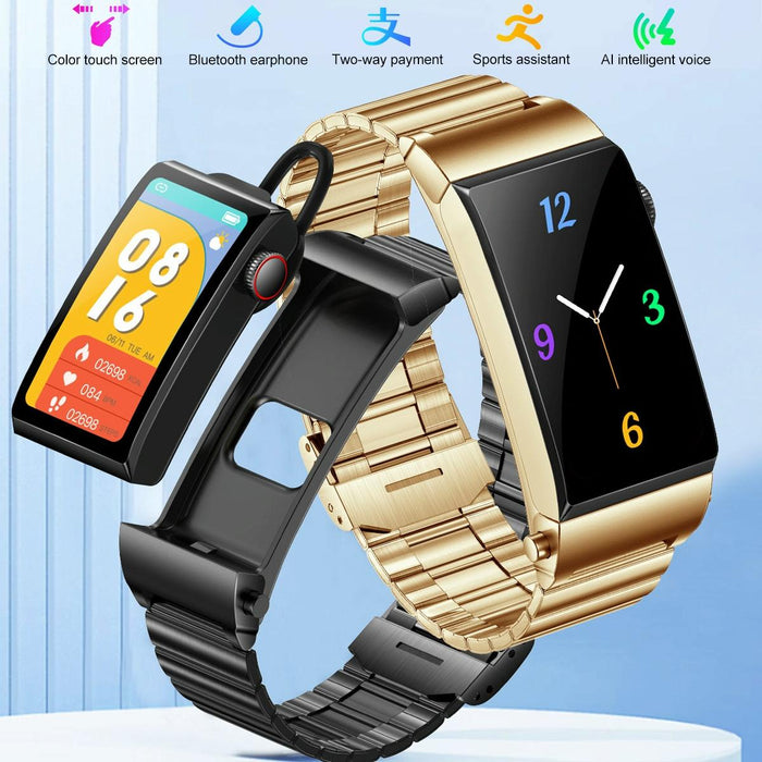 1.5 Inch Silicone Band Earphone Detachable Ip68 Waterproof Smart Watch Support Bluetooth Call