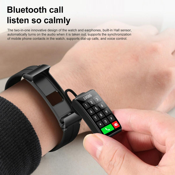 1.5 Inch Silicone Band Earphone Detachable Ip68 Waterproof Smart Watch Support Bluetooth Call