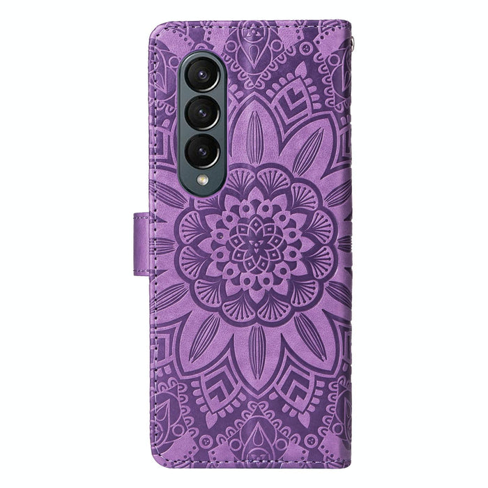 Embossed Leather Sunflower Phone Case For Samsung Galaxy z