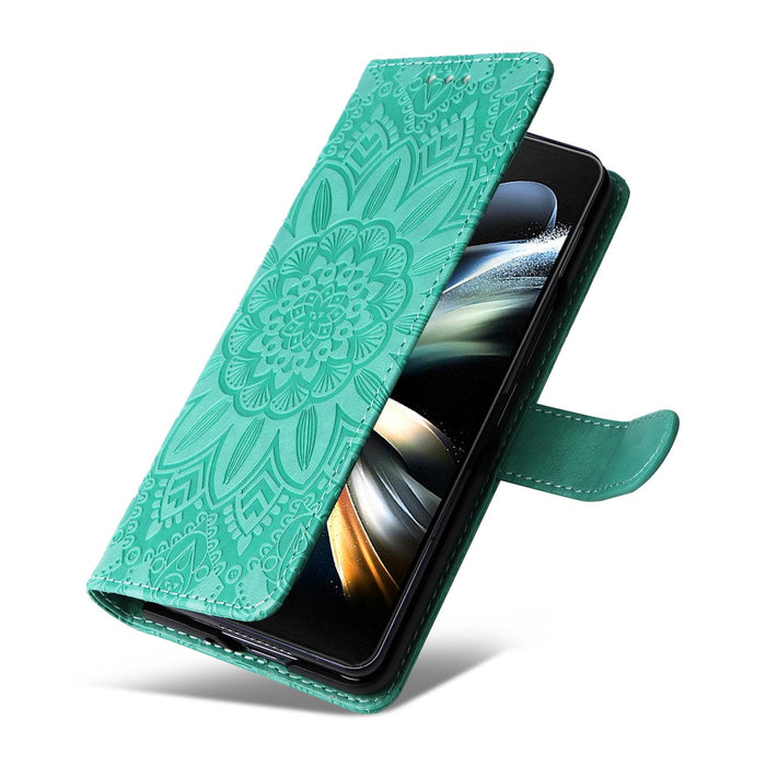 Embossed Leather Sunflower Phone Case For Samsung Galaxy z