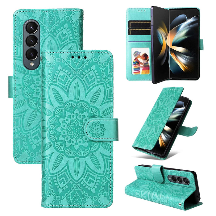 Embossed Leather Sunflower Phone Case For Samsung Galaxy z