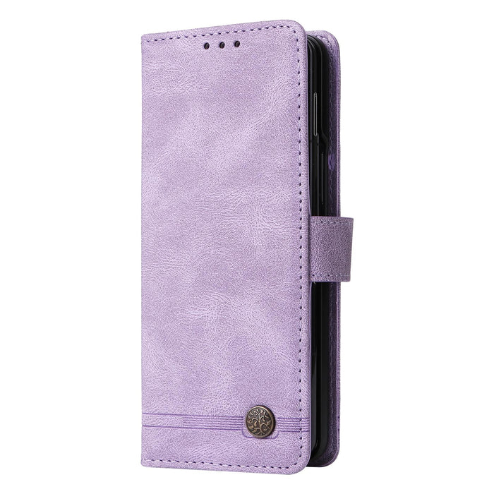 Tree Metal Button Leather Phone Case For Samsung Galaxy z