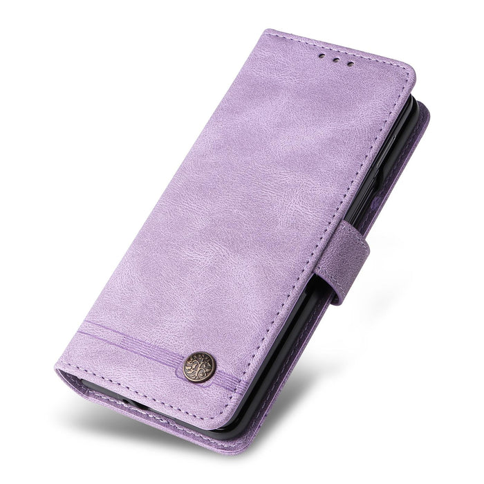 Tree Metal Button Leather Phone Case For Samsung Galaxy z