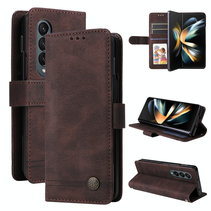 Tree Metal Button Leather Phone Case For Samsung Galaxy z