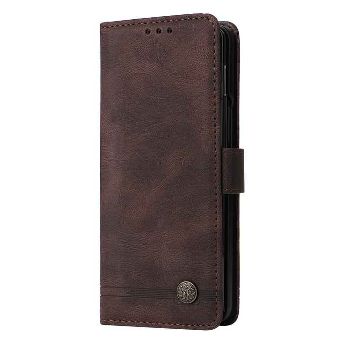 Tree Metal Button Leather Phone Case For Samsung Galaxy z