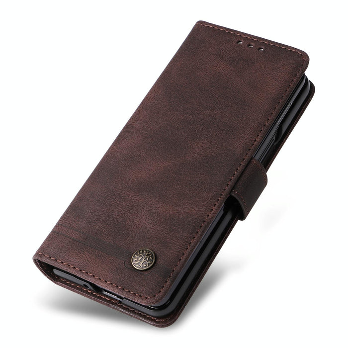 Tree Metal Button Leather Phone Case For Samsung Galaxy z