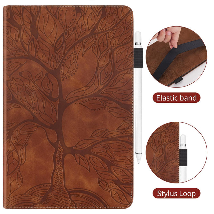 Life Tree Embossed Flip Leather Tablet Case