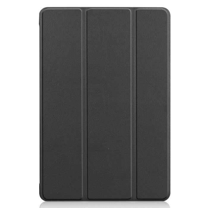 For Huawei Mediapad M5 Lite 10.0 Inch Custer Pattern Pure Colour Horizontal Flip Leather Case With Three-Folding Holder & With Sleep / Wake-Up Function Black